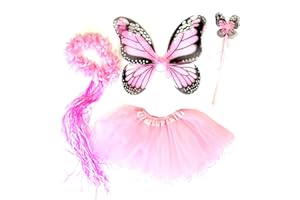 Tante Tina Girls’ Butterfly Fairy Costume, 4-Piece Set Includes Fairy Wings / Butterfly Wings, One Size