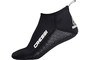 CRESSI Aqua Grip Neoprene Socks 3mm - Escarpines Cortos Unisex de Neopreno Negro de 3mm con Doble Forro y Suela Antideslizante, Ideales para Actividades Acuáticas y en Superficie