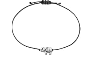 Selfmade Jewelry Bransoletka damska z motywem słonia, srebrna, ręcznie robiona bransoletka z makramą, regulowany rozmiar, w zestawie opakowanie na prezent