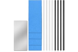 lasuroa 8pcs Snowboard Repair Kit, 6mm Snowboard Base Repair P-Tex Base Filler with 4 Structure Sandpaper 1 Scraper Ptex Ski Wax Repair Tuning Kit for Protecting Ski and Snowboard(Black & White)