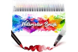 Amteker Brush Pen Lettering 24 Acquerelli + 2 Testina Morbida, Pennarelli Lettering Professionali Acquerellabili, Brush Pen Set per Lettering, Calligrafia, Disegno a Colori, Idee Regalo Pasqua