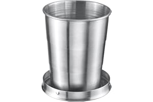 Westmark Gobelet Revivo - Tasse de camping pratique en plein air, idéale pour les boissons chaudes et froides, gobelet pliable avec crochet de fixation - 150 ml, acier inoxydable, inoxydable