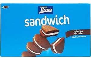 Tirma Sándwich de Galleta al Cacao con Relleno de Nata – 4 Packs de 45 g (Estuche de 180 g) | Galletas Dulces | Snack de Cacao y Nata | Ideal para Merienda y Tentempiés