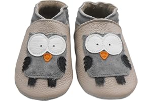 Bemesu Krabbelschuhe Lauflernschuhe Baby Lederpuschen Kinder Hausschuhe aus weichem Leder Einfarbig für Mädchen Jungen 0-24 Monate