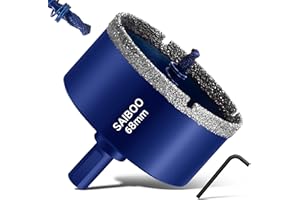 SAIBOO Scie Cloche Diamantée pour Carrelage avec Foret de Centrage, Foret Diamant Brasé dur pour Porcelaine, Carrelage, Verre, Granit, Marbre et Céramique (Diamètre 68mm)