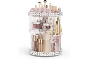 Alvar 360 Degree Makeup Organizer, Rotating Spinning Cosmetics Skincare Perfume Organizers, Adjustable Layer Cosmetic Storage Makeup Organizers for Bathroom, Vanity Table, Bedroom