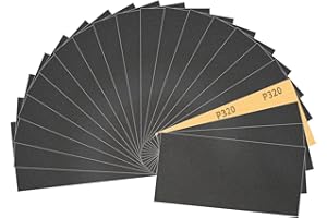 Sruhrak 93x230mm Papel de Lija Resistente al Agua, 30 Piezas de Lija para Uso en Húmedo y en Seco, Grano 320, para Trabajar la Madera, Desincrustar Metales y Preparar Superficies.