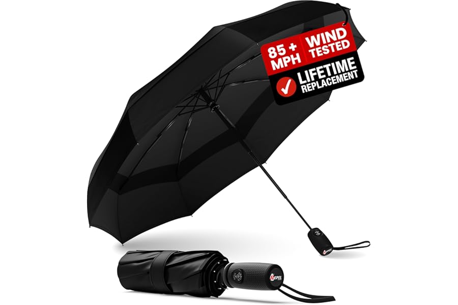 Repel Umbrella Windproof Travel Umbrellas for Rain - Easy Auto Open Close, Durable & Compact Umbrella, Strong Fiberglass Frame, Waterproof Canopy - Backpack, Purse, Portable Umbrella for Travel