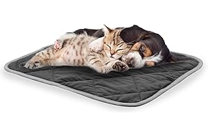 NWK Self Warming Thermal Pet Mat for Dogs and Cats, Body Heat Reflecting Cat Bed Mat, Washable, for Sofa & Crate & Kennel & Car Seat (Black, S (40cm X 50cm))