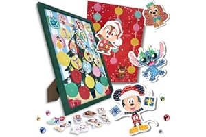 Disney Crystal Art Advent Calendar – 24 Magnetic Mini Kits with Disney & Pixar Characters | Wooden Display Frame (32×45 cm) | Tools & Gems Included | Family Diamond Art Christmas Kit by Craft Buddy
