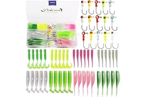 Dovesun 110Stück Angelköder mit Jig-Köpfe Häkchen Weichplastik Maifisch-Essen-Rohre Schwimmköder 80Pcs 0.8 1.75 3g 30Pcs Angeln Jig Angelköder Set für Salzwasser-Süßwasserfischen