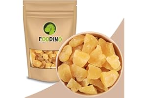 ‎FOODINO Ingwerstücke scharf leicht kandiert ohne künstliche Aromen Ingwer Stücke gezuckert naturbelassen ungeschwefelt aromatisch 100% Natur 500g 2,5kg wiederverschließbar Premium Qualität FOODINO (1kg)