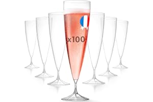 GÉNÉRIQUE Pack de 100 Flûtes Champagne Luxe - Lavables, Réutilisables, Fabriquées en France - Idéal pour Réceptions et Événements - Moderne et Élégant - Contenance 13,5 cl - Qualité Supérieure et Durable