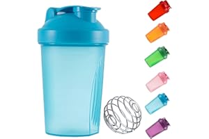 KANGSIT Protein Shaker Bottle 400ml with Stainless Steel Mixing Ball, BPA- and DEHP- free, Leakproof Flip On Lid, Odourless, Temperature Safe, Dishwasher Safe