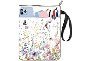 CRASPIRE Butterfly Book Sleeve Flower Book Covers Plant Book Protector for Paperbacks Washable Fabric Cloth Book Cover with Zipper and Extra Sleeve Pocket for Book Lovers Classmate Gifts