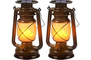 Martiount Lanterne Solaire Jardin, 2 Pièces Lampe Exterieur Suspendues avec Effets de Flammes Réalistes Étanche pour Balcon Cour Patio