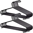 KEPLIN Adult Plastic Coat Hangers - 25pk, Black Colour, Strong Clothes Hangers for Clothes Rail & Closet, Clothing Hanger wit
