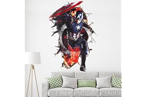 Xingsky Capitán América Pegatinas, 3D Vinilo Capitán América Pared 60 * 40cm Poster Capitán América para Dormitorios de Niños, Sala de Estar, Decoración de Pared