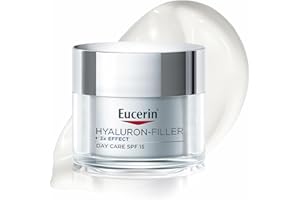 Eucerin Hyaluron-Filler Crema Giorno SPF 15 Pelli Secche 50 ml, Crema viso antirughe e idratante, Formula con SPF 15 e Acido Ialuronico per una pelle ringiovanita, Adatta per pelle secca