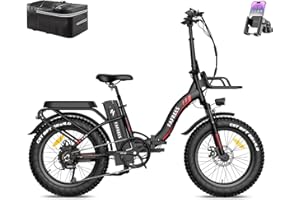 Fafrees F20 MAX Electric Bicycle, 20 * 4.0inch Men's Folding Electric Mountain Bike, 48V/22.5Ah Battery, Front Basket, Unisex Adult Fatbike Ebike, Range 80-140KM