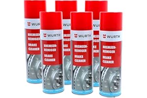 Wuerth WÜRTH Limpiador de Frenos 500 ml – Pack de 6 Unidades | Limpieza Técnica Rápida de Pastillas, Discos y Superficies Metálicas | Uso Profesional y Automoción