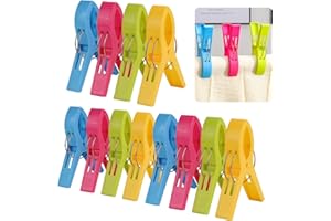 Realjoy 12 sztuk dużych plastikowych klamerek, wiatroszczelne szpilki do prania, 4 kolory klipsów do ubrań wiatroszczelne Szpilki do ubrań, ręczników, prześcieradła (12 cm)
