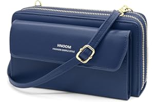 HNOOM Sac Téléphone Portable Femme Portefeuille en PU Cuir Sacs Bandoulière Femme Pochette Téléphone Portable Petit Sac à Bandoulière pour Téléphone avec Porte Carte, Bandoulière