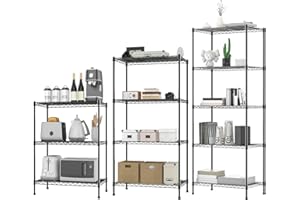 Yiyai Heavy Duty 4-Tier Shelving Unit with Height Adjustable Shelves & Levelling Feet, 60cm W x 35 cm D x 120 cm H Steel Standing Shelf Organiser for Hallway, Bathroom, Living Room, Balcony, Kitchen