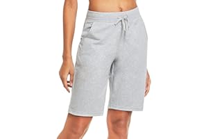 BALEAF Damen Bermuda Shorts Baumwolle Sweathose Sommerhose kurz mit Taschen für Yoga, Sport, Freizeit