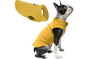 Gooby Fleeceweste Hundepullover – Honigsenf, Größe M – warme Pullover Fleece Hundejacke mit O-Ring Leine – Winter für kleine Hunde Jungen oder Mädchen