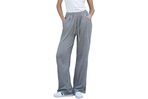 MGizo DtiSpectrum Pantalon de Survêtement Droit à Jambe Large pour Femme - Pantalon de Jogging Taille Haute Élastique avec Poches, Pantalon de Détente Léger
