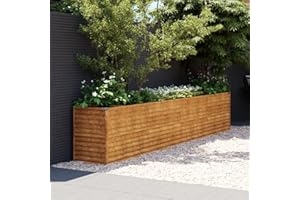 Gecheer Fioriera da Giardino in Acciaio Corten 385x50x69 cm, Aiuola Rialzata da Esterno Grande per Orto