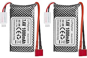 BLLRC 2PCS 7,4V 1000mAh T-Plug Lithium Akku 18858 18859 18859A 18859E HM163 HM164 35-DJ03 35-DJ04 SN-DJ02 16889 16889A 16890 2845 2846 Q901 Q902 Q903 RC Fernbedienung Auto Quadcopter Drone Batterie
