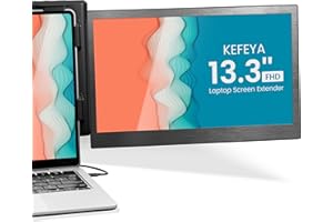 KEFEYA Portable Monitor for Laptop - IPS FHD 13.3" Dual Monitor Screen Extender, Work with Mac Windows Chrome Linuxs 13"-16.5" Notebooks, HDMI&USB