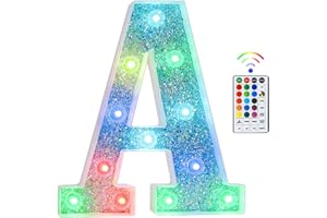 Tosakey Light Up Letters, LED Lights Sign 18 Color Changing 26 Alphabet Glitter Shiny Letter Lights Gifts for Girls Women Birthday Christmas Bedroom Party Wedding Decoration (A)