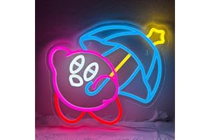XJNOLGXIQU Anime Kirbee Panneau néon Kirby LED Décoration murale pour joueurs Décoration garçons et filles pour chambre à coucher Cadeau d'anniversaire Décoration pour garçons et filles