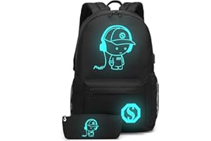 Kono School Bags for Girls Boys Children Luminous Backpack Primary Secondary High School Bookbag Lightweight Teenagers Casual Daypack