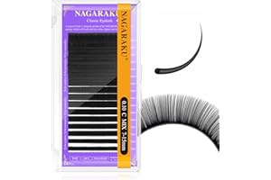 NAGARAKU Extension Ciglia Individuali Professionale Classico One to One Naturali Sottili Delle Singole Ciglia Finte Volume Russo Stabili e Leggere Eyelash Nero Opaco 16 Rows (0.10mm C Curl 7-15mm)