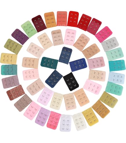 40 Extensions De Soutien-Gorge Multicolores - 3 Rangs De Crochets - Élargisseur De Dos Pour Plus De Confort (Grossesse, Prise De Poids) - En Polyester Doux, Crochets Métal