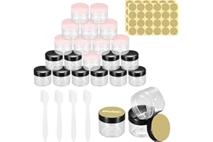 MCBLAST 20 Pz Piccoli Contenitori da Viaggio, 20g Contenitori Cosmetici, Vasetti Plastica da Cosmetico, Barattolo Cosmetici Vuoto ViaggioTrasparente con Tappo per Balsamo Labbra Campione Crema