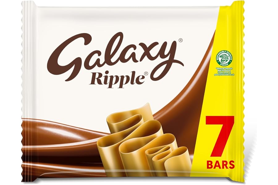 Galaxy Ripple Milk Chocolate Bars Multipack 7 x 30g – Milk Chocolate Bars Multipack, Smooth Chocolate Bars with Light Ripple Centre, Chocolate Snacks, Sharing Chocolate & Chocolate Gift