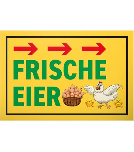 Schild 'Frische Eier Vom Lande' – 300 X 200 Mm, 3 Mm Alu-Verbund, Wetterfest, Digitaldruck