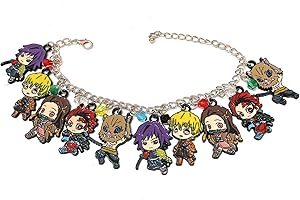 giulyscreations Bracciale Demon Slayer Metallo Nichel Free Tanjiro Kamado Personaggi Anime Manga Cosplay