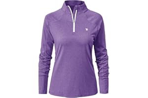 YSENTO Women's Long Sleeve 1/4 Zip Running Sports Tops Golf Shirts - Turquoise - Medium