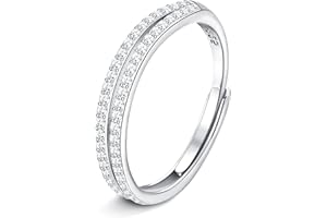 JeweBella Bague Femme en Argent 925 Bague Argent Femme Bague Zircone Cubique Bague Réglable Ouverte Bague de Fiançailles Anneau pour Mariage Alliance Anniversaire Bijoux Femme