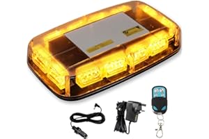 JMEST LEAD Amber Strobe Lights with Magnetic Base, 48 LED Wireless Rechargeable Emergency Strobe Beacon Light, 12V-24V Roof Top Flashing Light for Car Trucks Vehicles