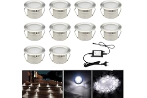 SUBOSI Lot de 10 Spot Encastrable Exterieur DC12V Ø45mm 1W IP67 Spot Led Extérieur Encastrable Pour Terrasse Enterré Plafonnier,LED Spot terrasse exterieur encastrable