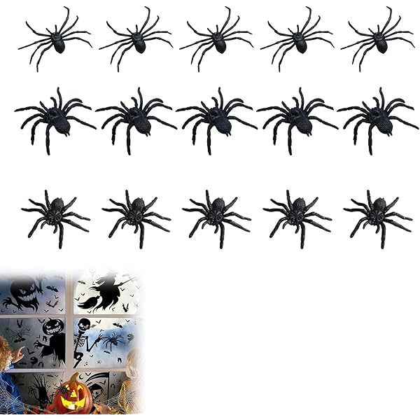 120 Stück Plastik Spinnen Bunt - Halloween Deko & Streich Requisiten