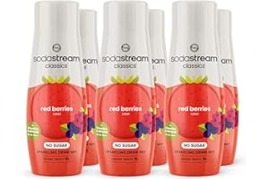 SodaStream Zeros Drink Mix, Classic Fruits Range, Sugar Free Soda Syrup for Sparkling Flavoured Water, Multipack of 6 x 440ml Bottles creates 54L of Drink, Red Berries Flavour with added vitamins