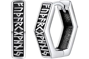 FaithHeart Wikinger Rune Ohrstecker für Herren Damen Edelstah Nordischer Wikinger Rune Creolen Ohrstecker Punk Stil Piercing Ohrschmuck mit Geshenkebox für Freunden Ehemann